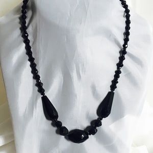 West Germany ebony glass bead necklace.